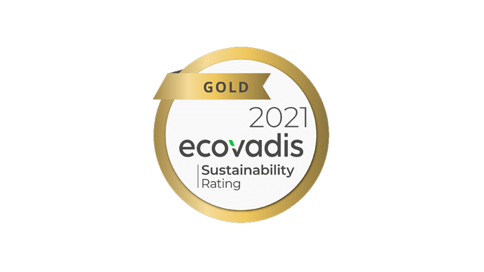 2021 Ecovadis Sustainability Rating gold badge