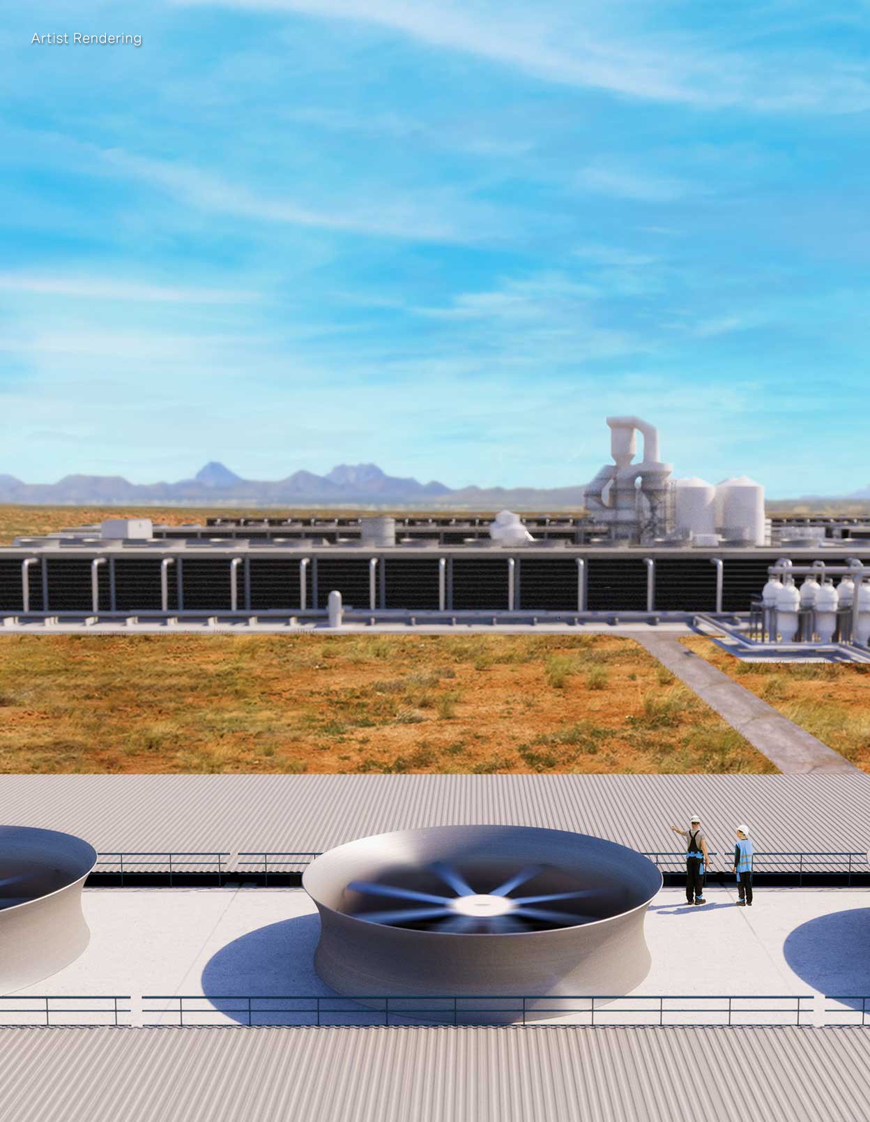 Artist rendering of 1PointFive Direct Air Capture facility